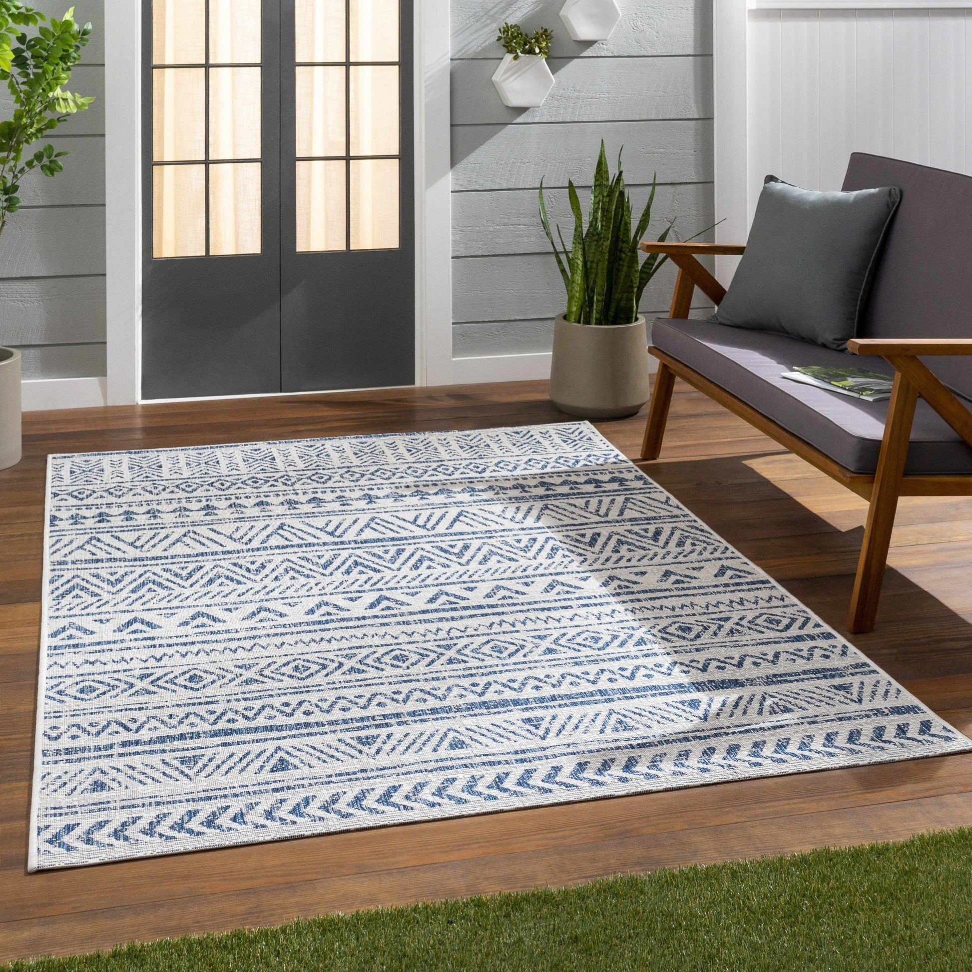 Novato Navy All Over Pattern Performance Rug - Quahog Bay Bedding
