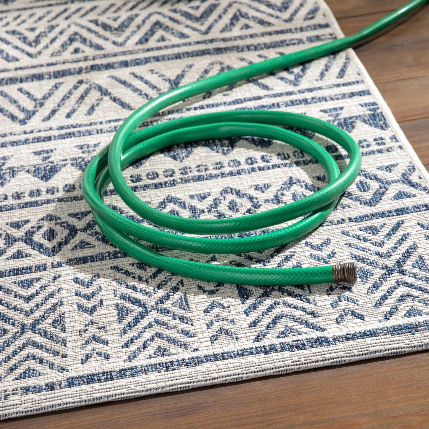Novato Navy All Over Pattern Performance Rug - Quahog Bay Bedding