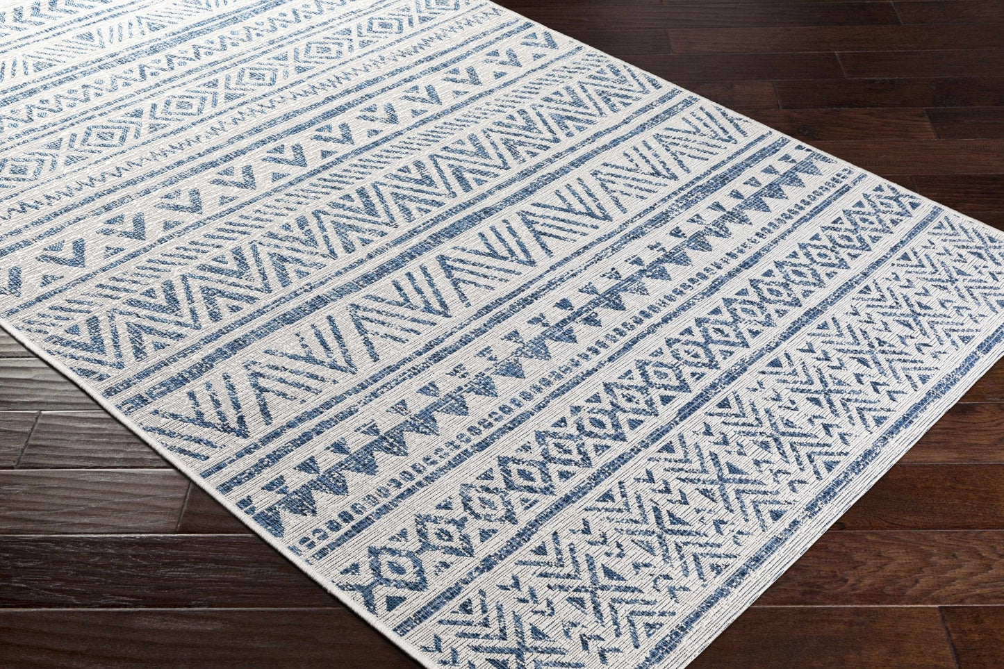 Novato Navy All Over Pattern Performance Rug - Quahog Bay Bedding