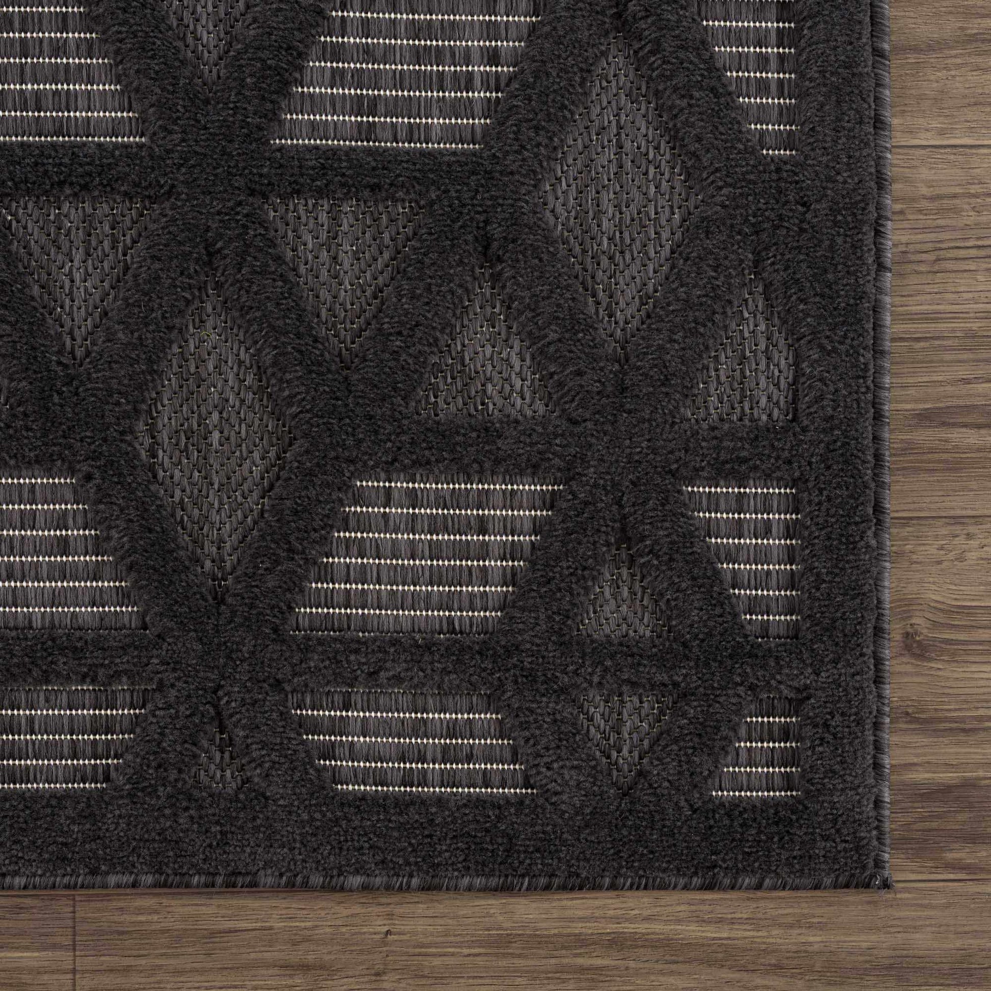 Nuri Black Outdoor Rug - Quahog Bay Bedding