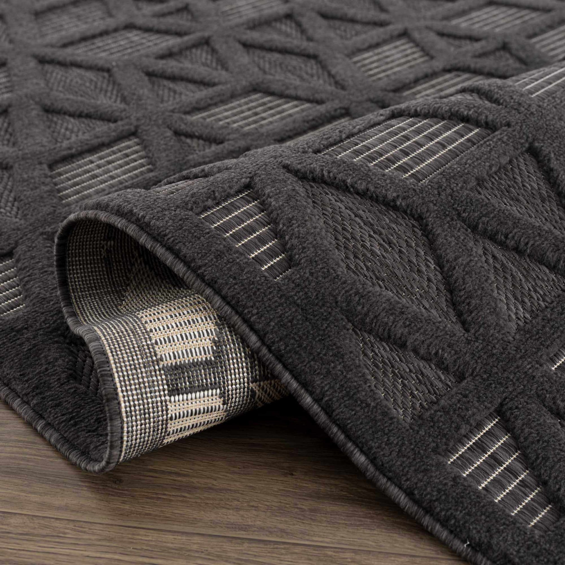 Nuri Black Outdoor Rug - Quahog Bay Bedding
