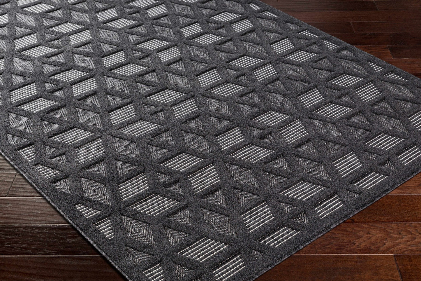 Nuri Black Outdoor Rug - Quahog Bay Bedding