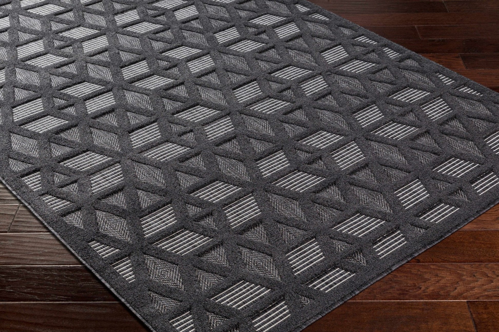 Nuri Black Outdoor Rug - Quahog Bay Bedding