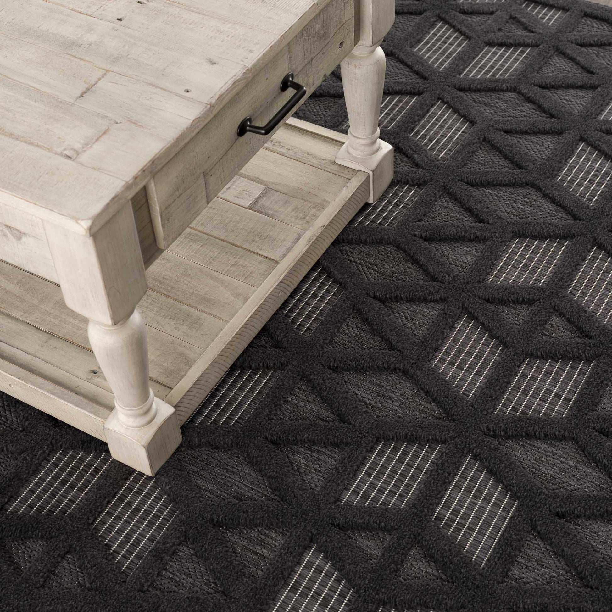 Nuri Black Outdoor Rug - Quahog Bay Bedding
