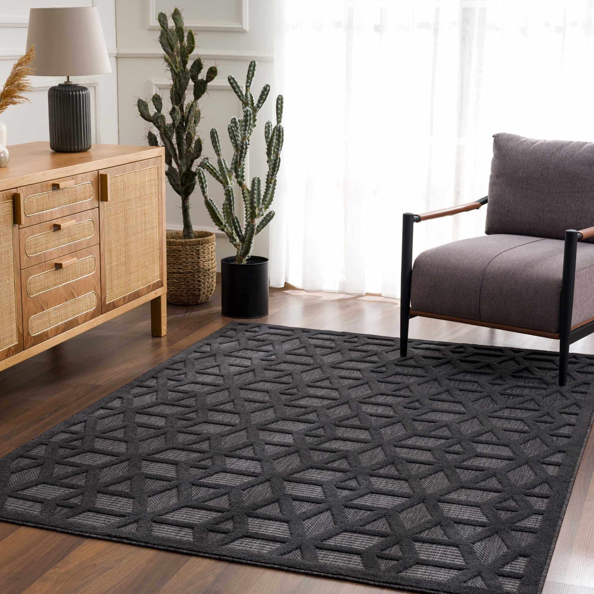 Nuri Black Outdoor Rug - Quahog Bay Bedding