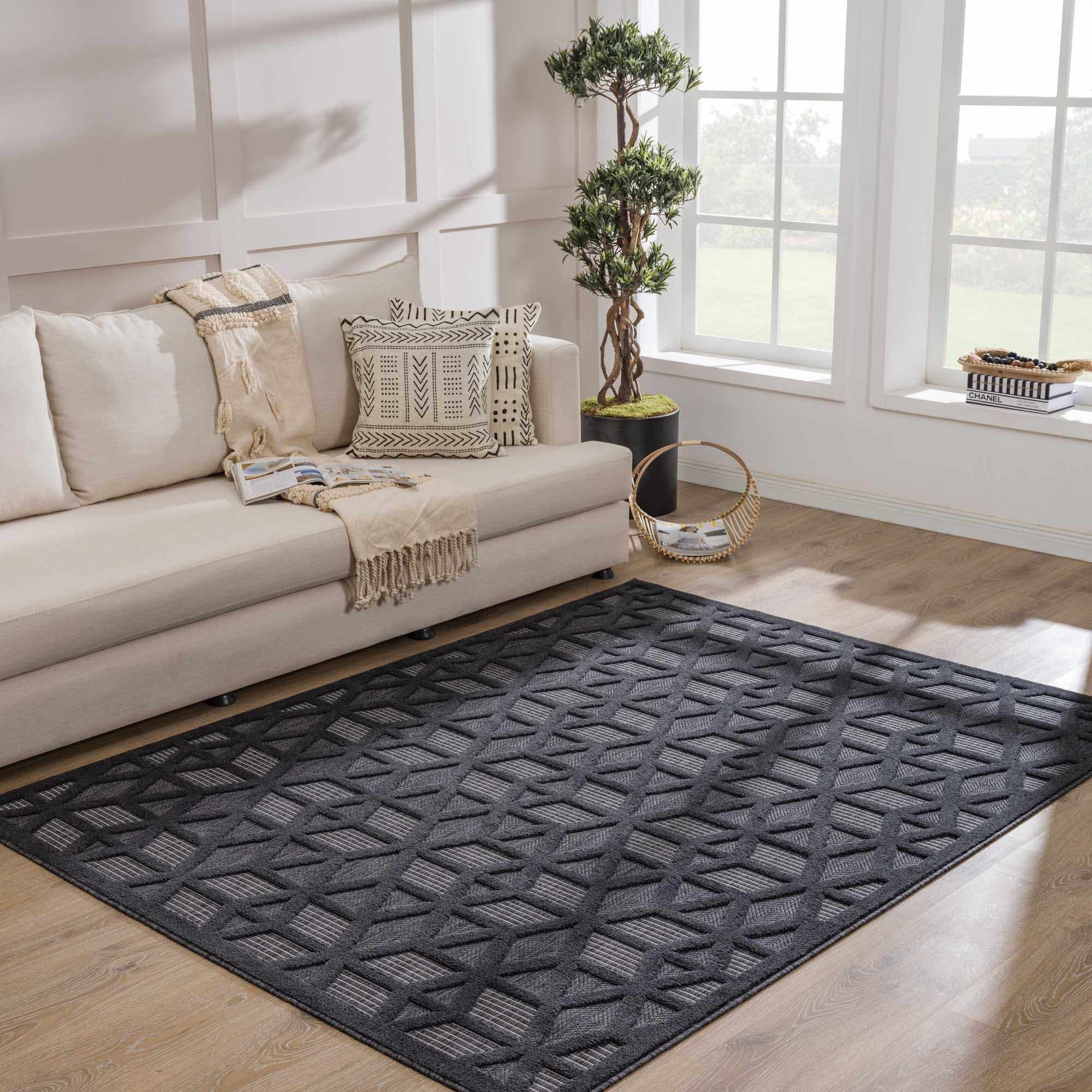 Nuri Black Outdoor Rug - Quahog Bay Bedding