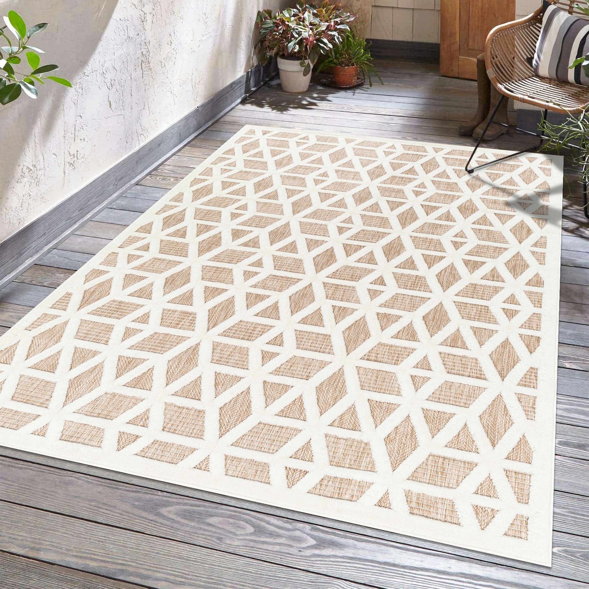 Nuri Tan Outdoor Rug - Quahog Bay Bedding