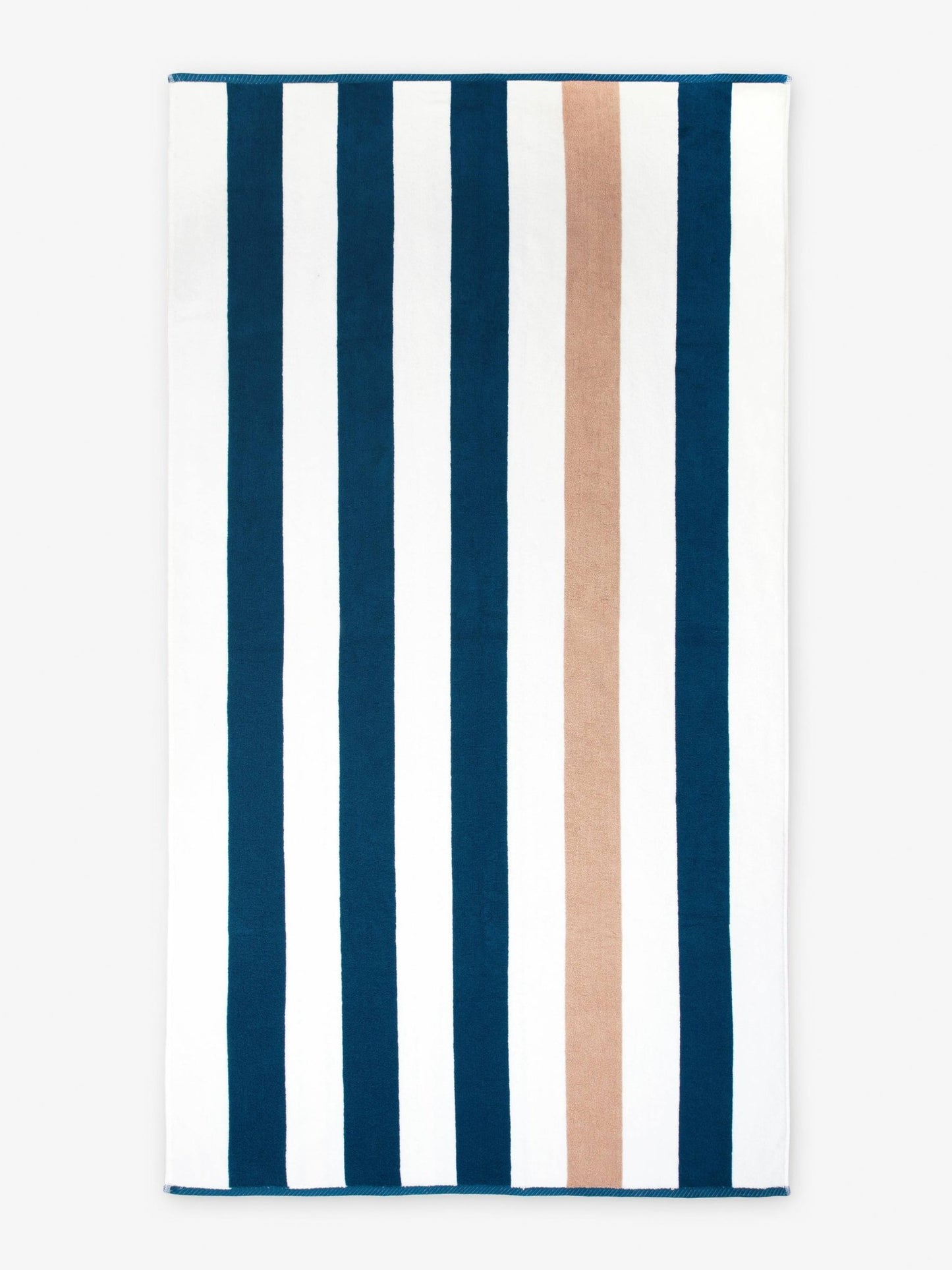 Ocean Blue & Almond Classic Cabana Beach Towel - Quahog Bay Bedding