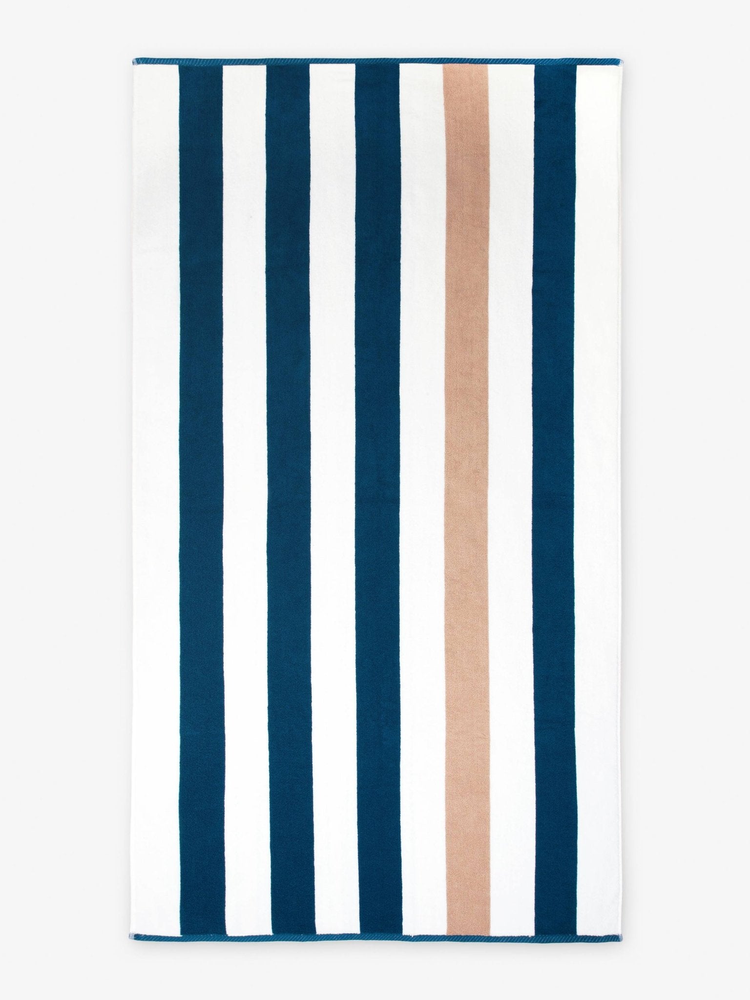 Ocean Blue & Almond Classic Cabana Beach Towel - Quahog Bay Bedding