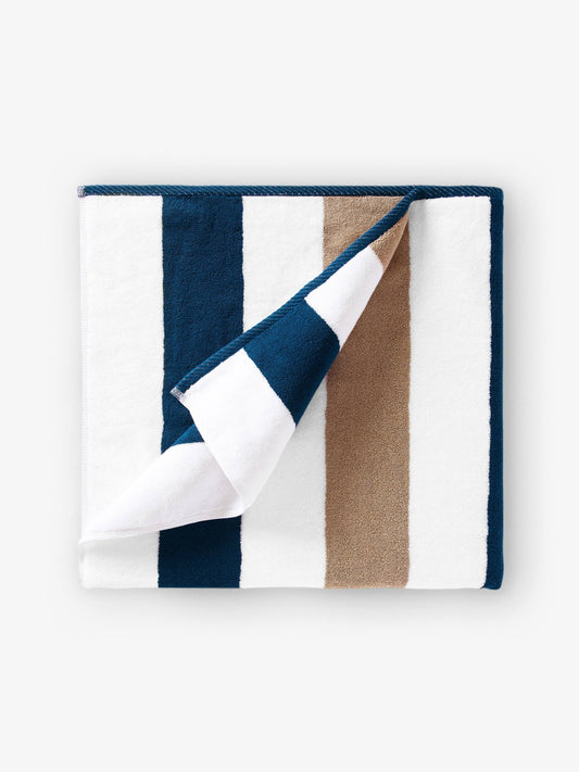 Ocean Blue & Almond Classic Cabana Beach Towel - Quahog Bay Bedding