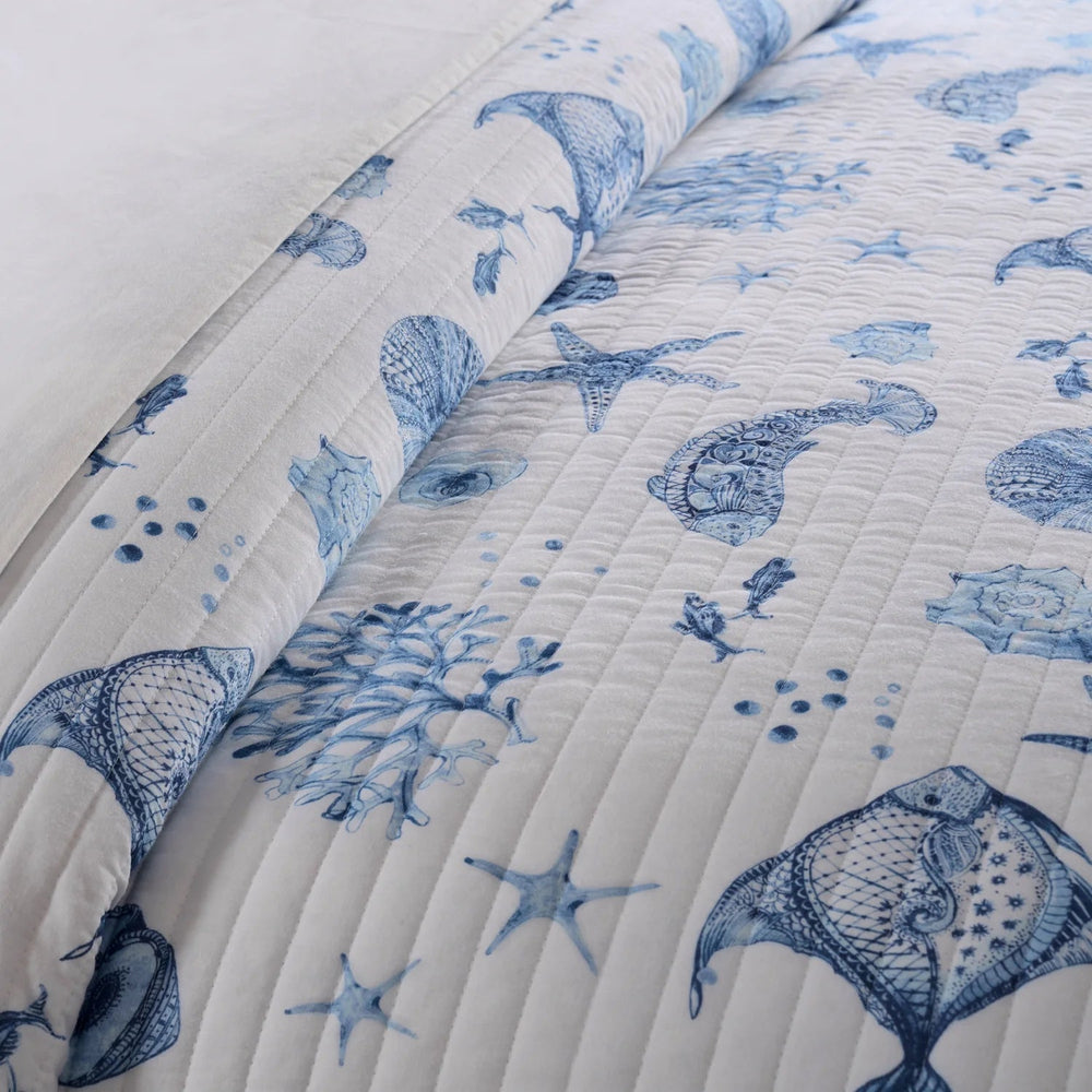 Ocean - Inspired Quilt Set: Batik Ocean Quilt Set - Fish Themed Bedding - Quahog Bay Bedding