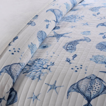 Ocean - Inspired Quilt Set: Batik Ocean Quilt Set - Fish Themed Bedding - Quahog Bay Bedding