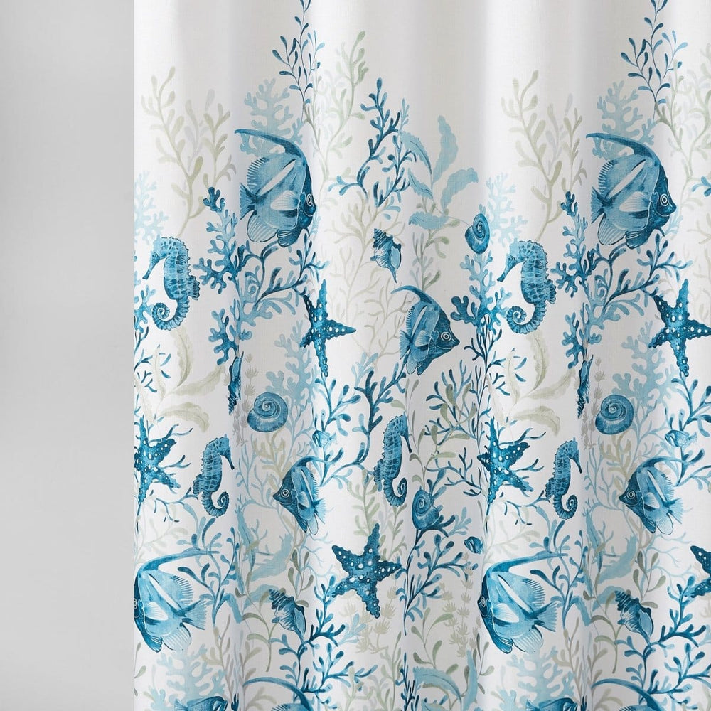 Oceana Watercolor Sea Life Linen Textured Shower Curtain - Quahog Bay Bedding