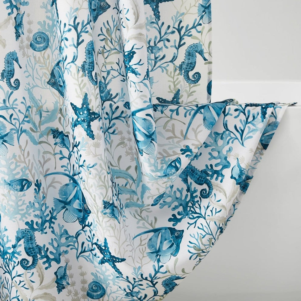 Oceana Watercolor Sea Life Linen Textured Shower Curtain - Quahog Bay Bedding
