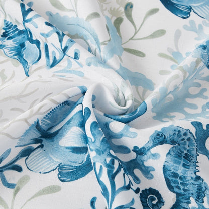 Oceana Watercolor Sea Life Linen Textured Shower Curtain - Quahog Bay Bedding