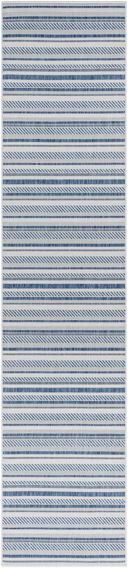 Olin White&Blue Striped Nordic Rug