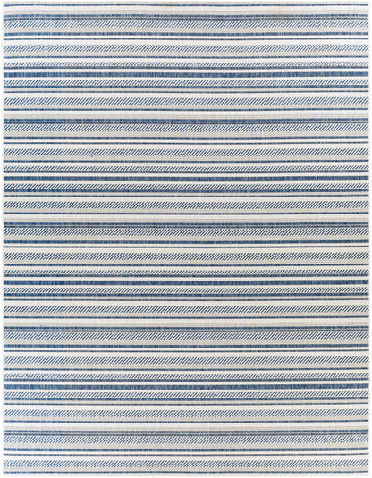 Olin White&Blue Striped Nordic Rug