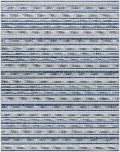 Olin White&Blue Striped Nordic Rug