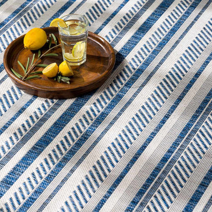 Olin White&Blue Striped Nordic Rug - Quahog Bay Bedding