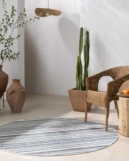 Olin White&Blue Striped Nordic Rug - Quahog Bay Bedding