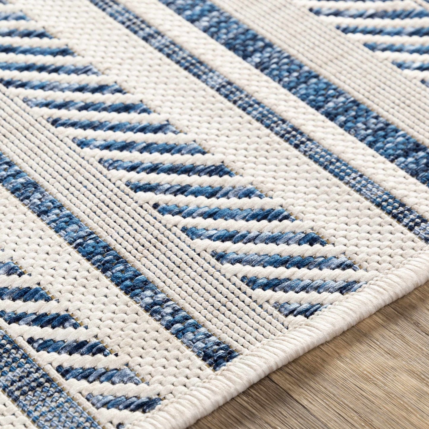 Olin White&Blue Striped Nordic Rug - Quahog Bay Bedding