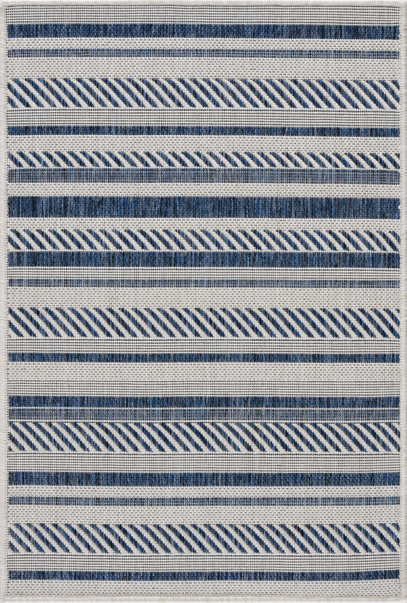 Olin White&Blue Striped Nordic Rug - Quahog Bay Bedding