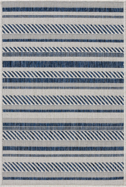 Olin White&Blue Striped Nordic Rug - Quahog Bay Bedding