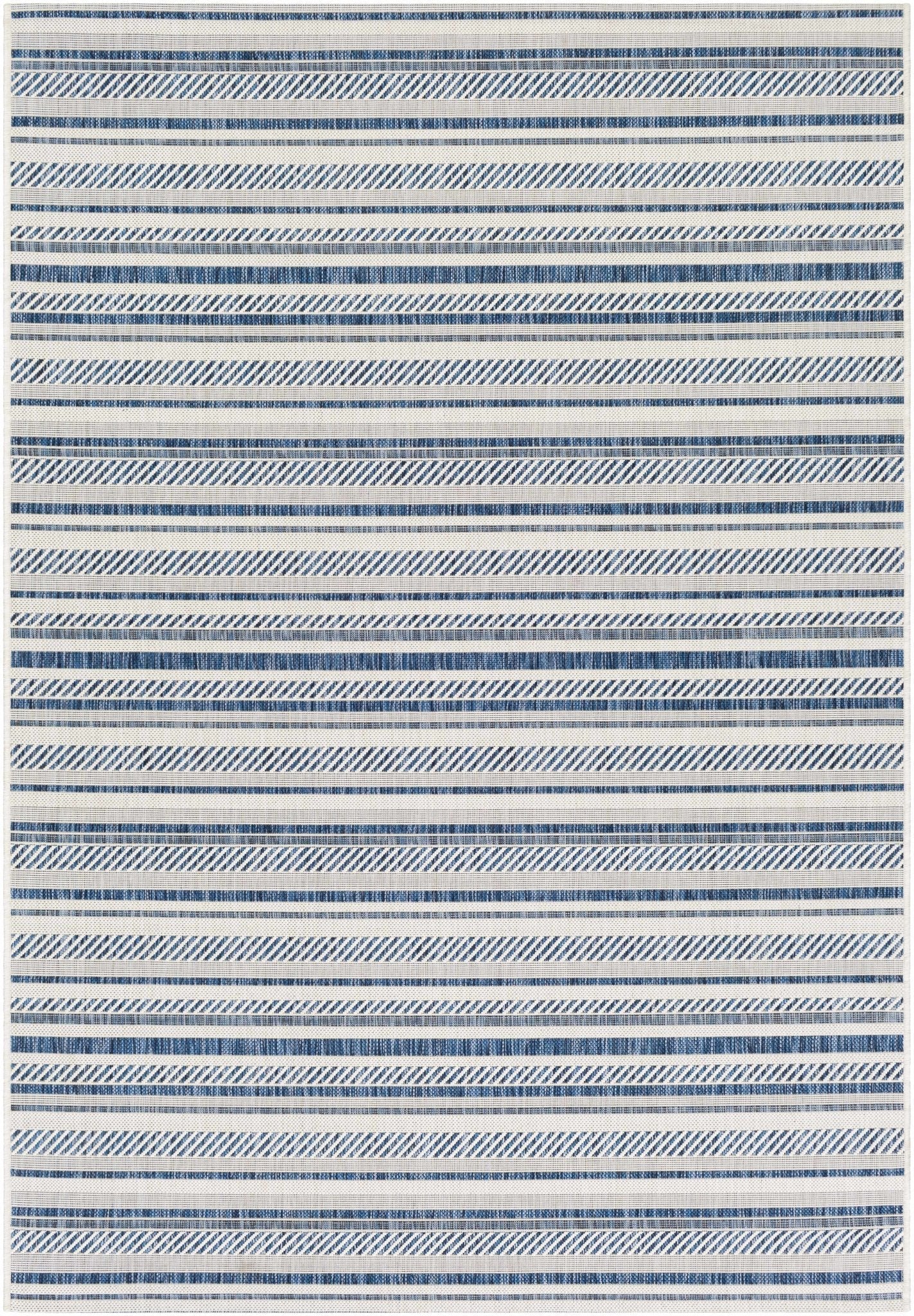 Olin White&Blue Striped Nordic Rug - Quahog Bay Bedding