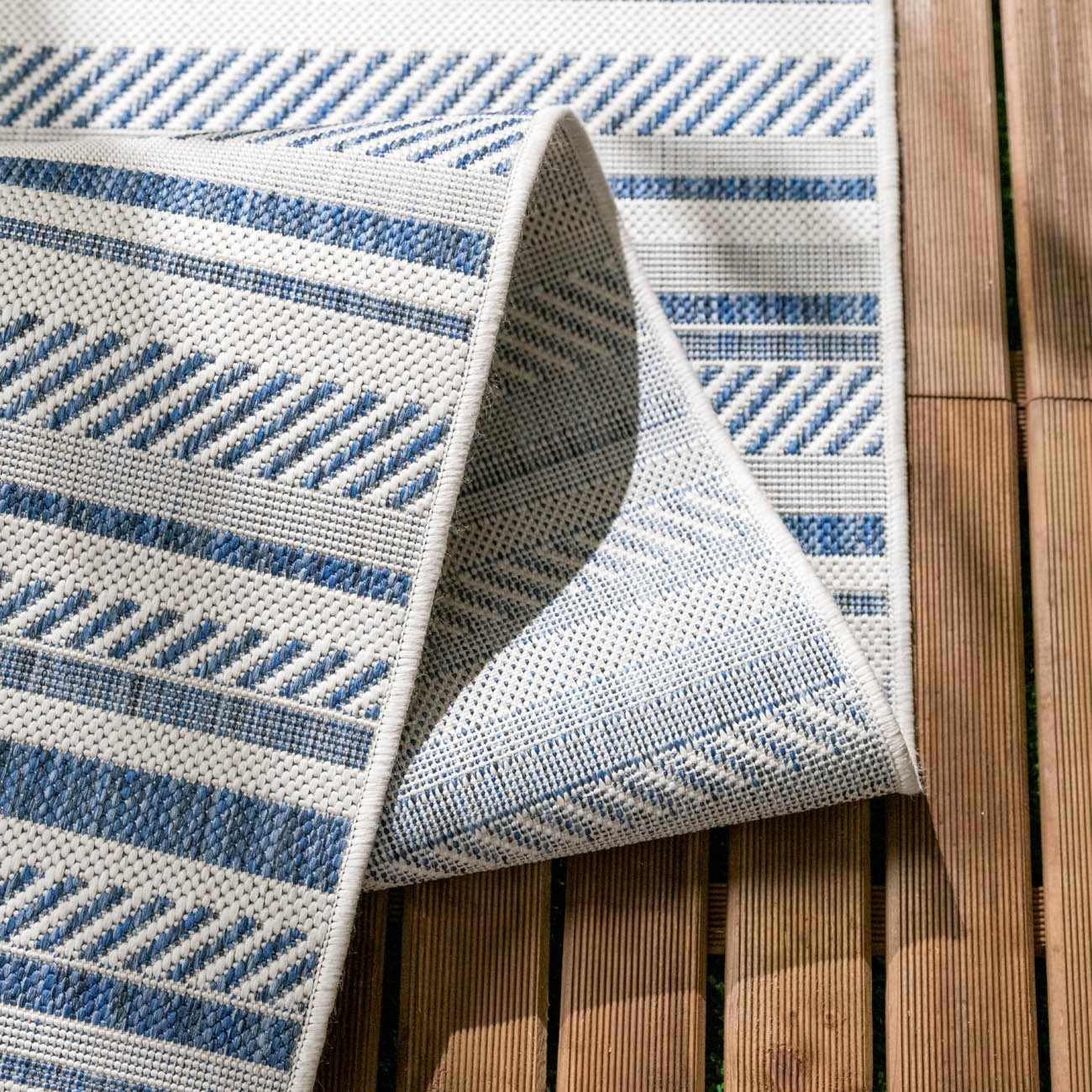 Olin White&Blue Striped Nordic Rug - Quahog Bay Bedding