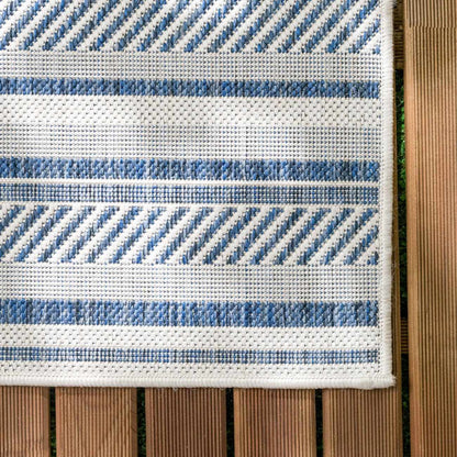 Olin White&Blue Striped Nordic Rug - Quahog Bay Bedding