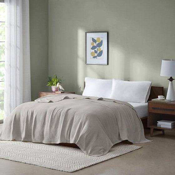 Soft & Lightweight Blanket 100% Cotton Basketweave - Beautiful, Comfy Blanket - Quahog Bay Bedding