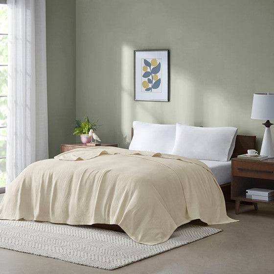 Soft & Lightweight Blanket 100% Cotton Basketweave - Beautiful, Comfy Blanket - Quahog Bay Bedding