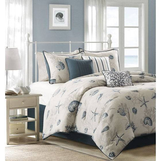 Bayside Coastal Comforter Set 100% Cotton 7 Pieces - Quahog Bay Bedding