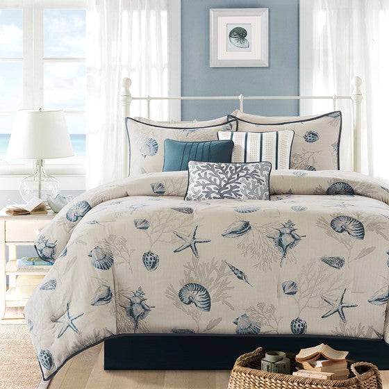 Bayside Coastal Comforter Set 100% Cotton 7 Pieces - Quahog Bay Bedding