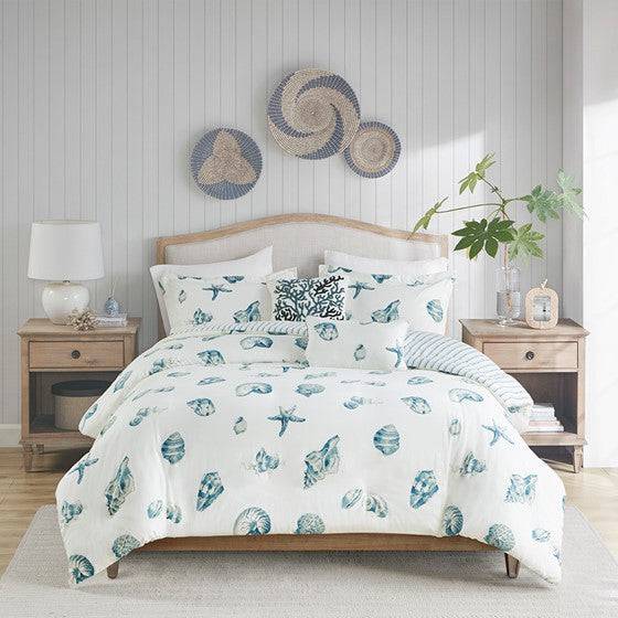 Coastal Beach House Duvet Cover Set 100% Cotton - Quahog Bay Bedding