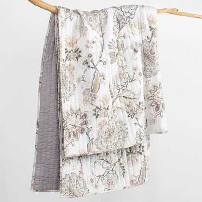 Ophelia Quilted Throw Blanket - Blush - Floral Throws - Quahog Bay Bedding