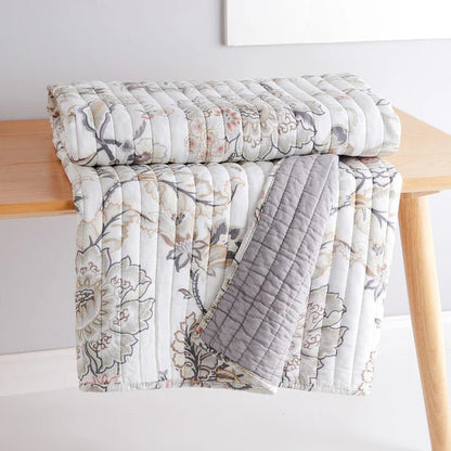 Ophelia Quilted Throw Blanket - Blush - Floral Throws - Quahog Bay Bedding