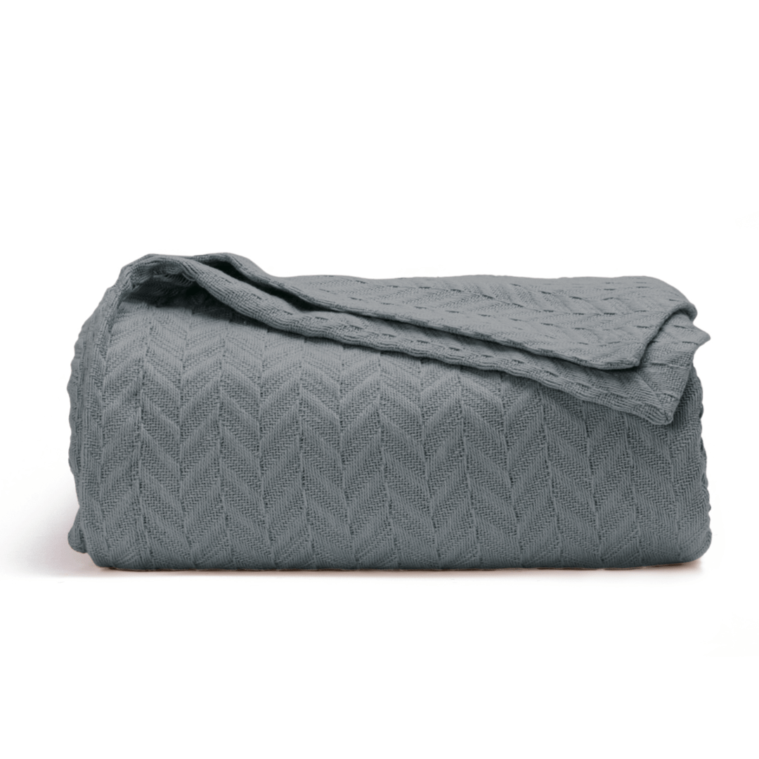 Herringbone Cotton Blanket - 100% Organic Cotton Herringbone Weave