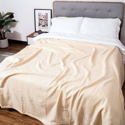 Herringbone Cotton Blanket - 100% Organic Cotton Herringbone Weave