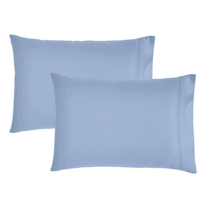 Two light blue pillowcases shown on a plain white background.