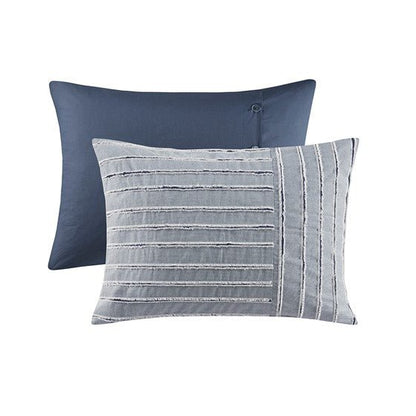 Madison Park Blue Oversized Cotton Clipped Jacquard 8PC Comforter Set - Quahog Bay Bedding