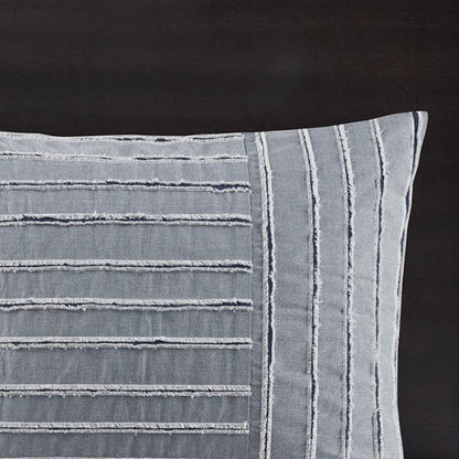 Madison Park Blue Oversized Cotton Clipped Jacquard 8PC Comforter Set - Quahog Bay Bedding