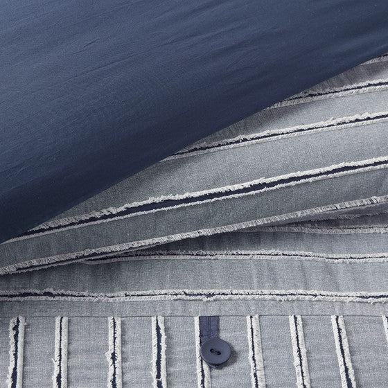 Madison Park Blue Oversized Cotton Clipped Jacquard 8PC Comforter Set - Quahog Bay Bedding