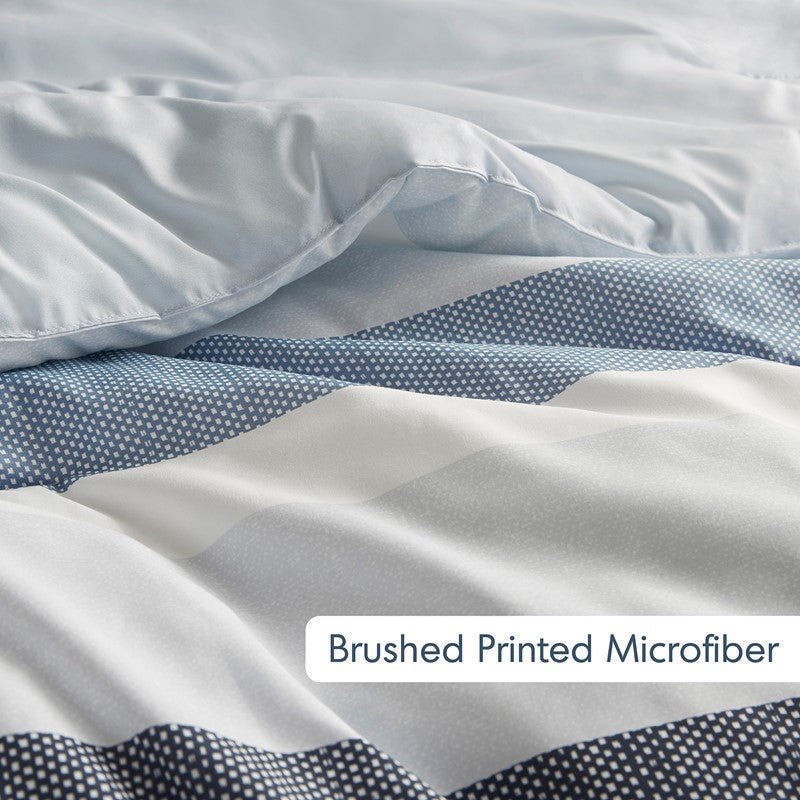 Comfort Spaces Owain Stripe Textured Print Comforter Set - Nautical Blue Bedding Set - Quahog Bay Bedding