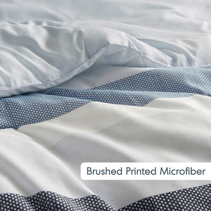 Comfort Spaces Owain Stripe Textured Print Comforter Set - Nautical Blue Bedding Set - Quahog Bay Bedding