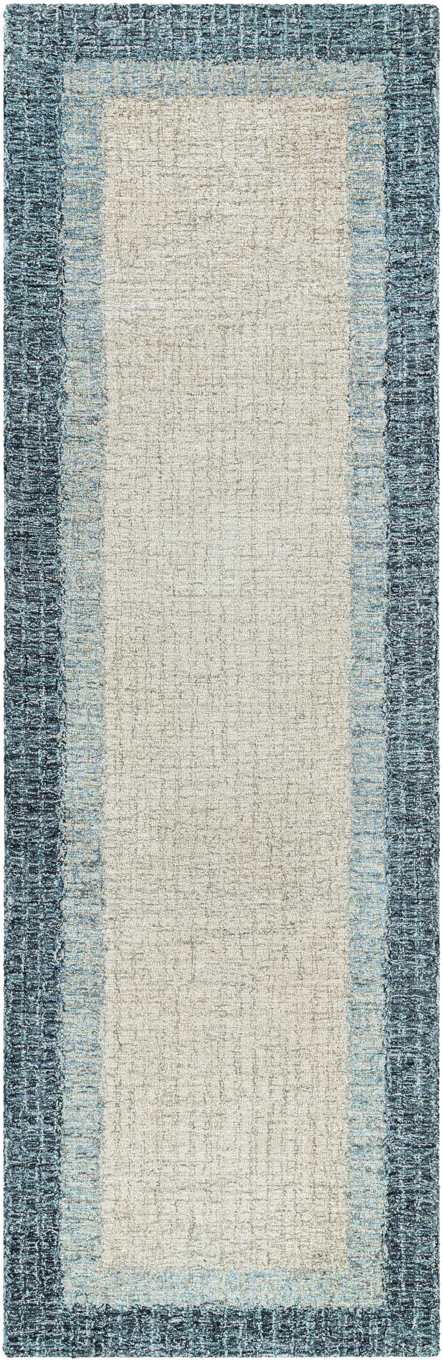 Padada Green Bordered Cream Wool Rug