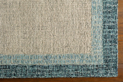 Padada Green Bordered Cream Wool Rug