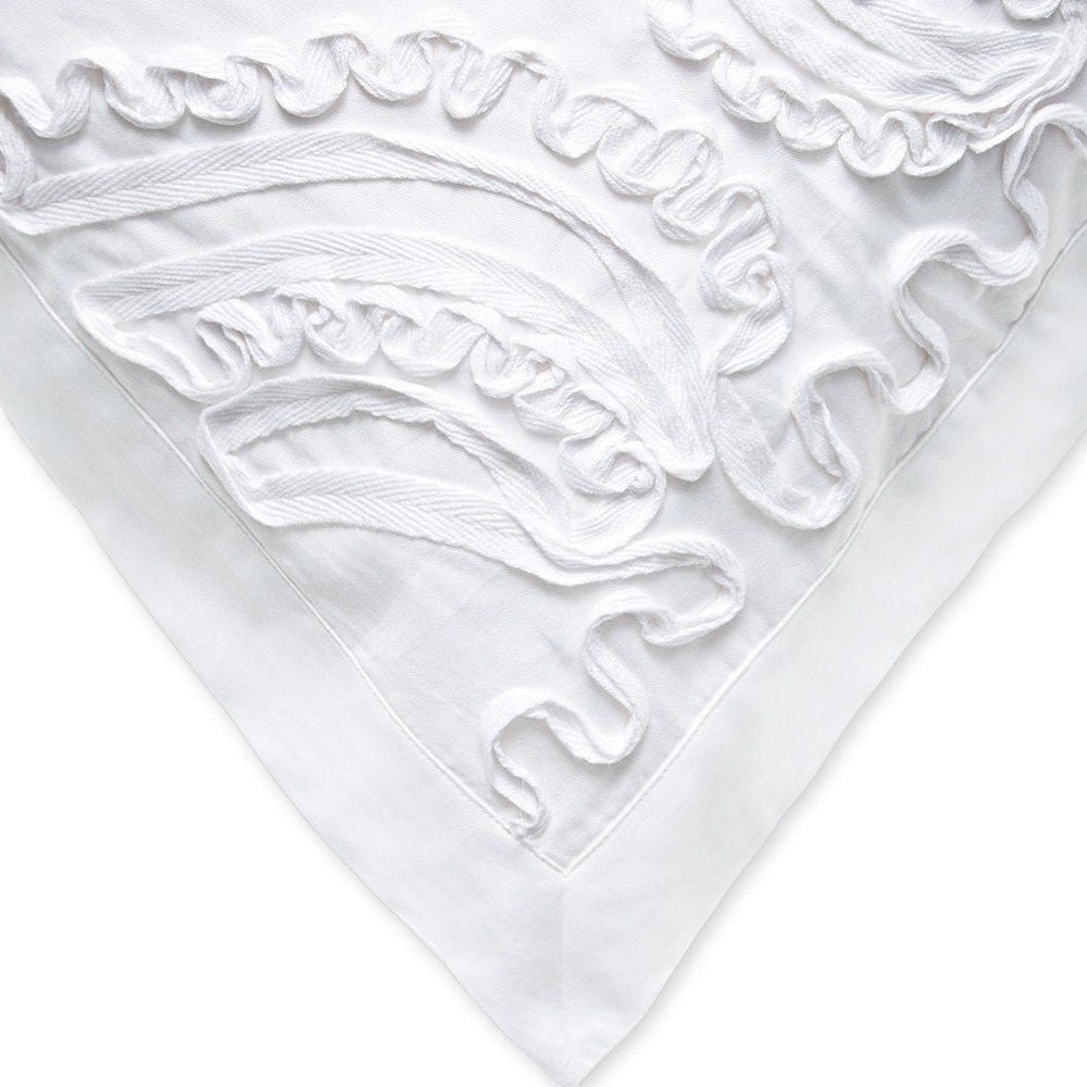 Padma Embroidered Ruffle Duvet Set - 100% Cotton, 200 Thread Count - Quahog Bay Bedding