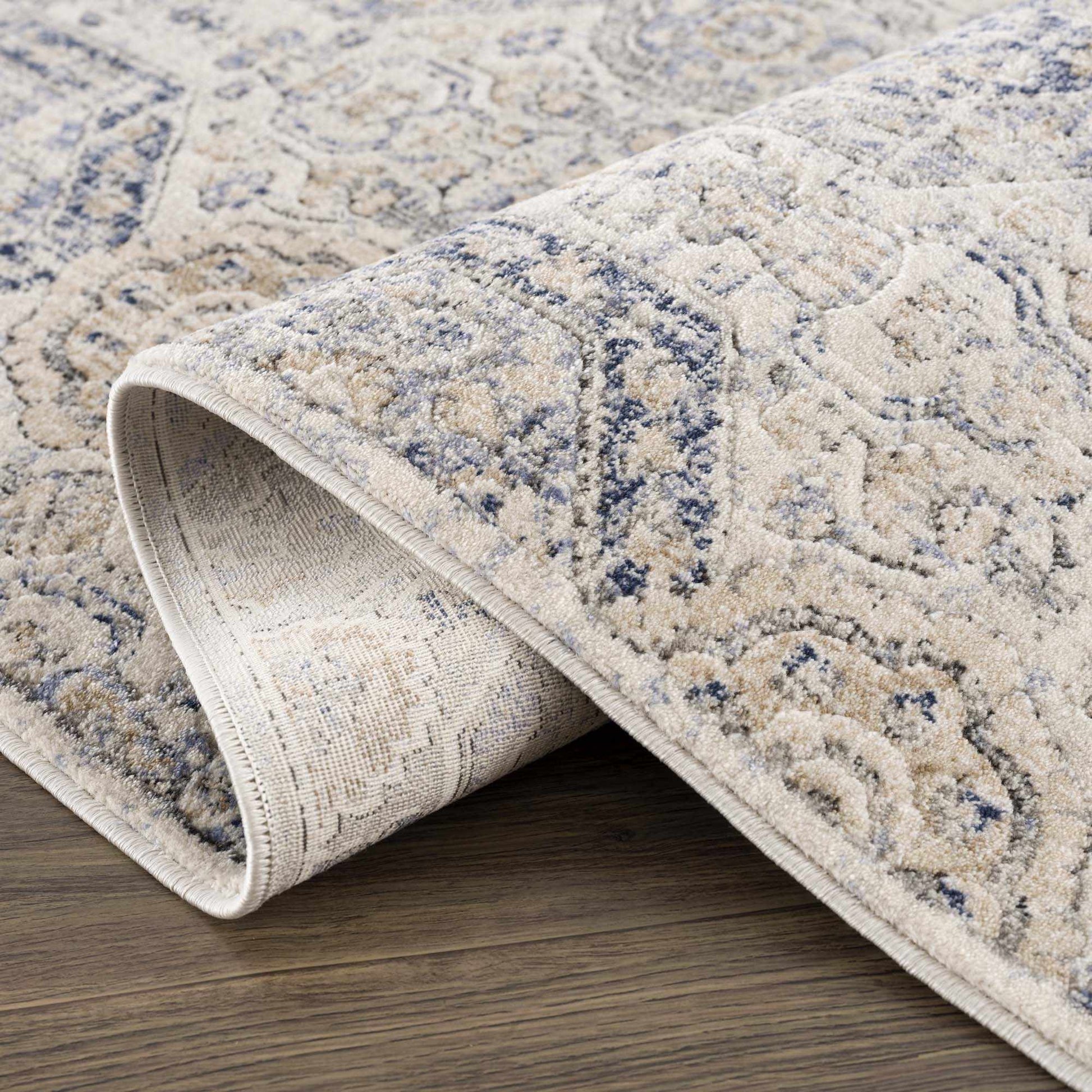 Parkerfield Cream & Blue Area Rug - Traditional Style Rugs - Quahog Bay Bedding