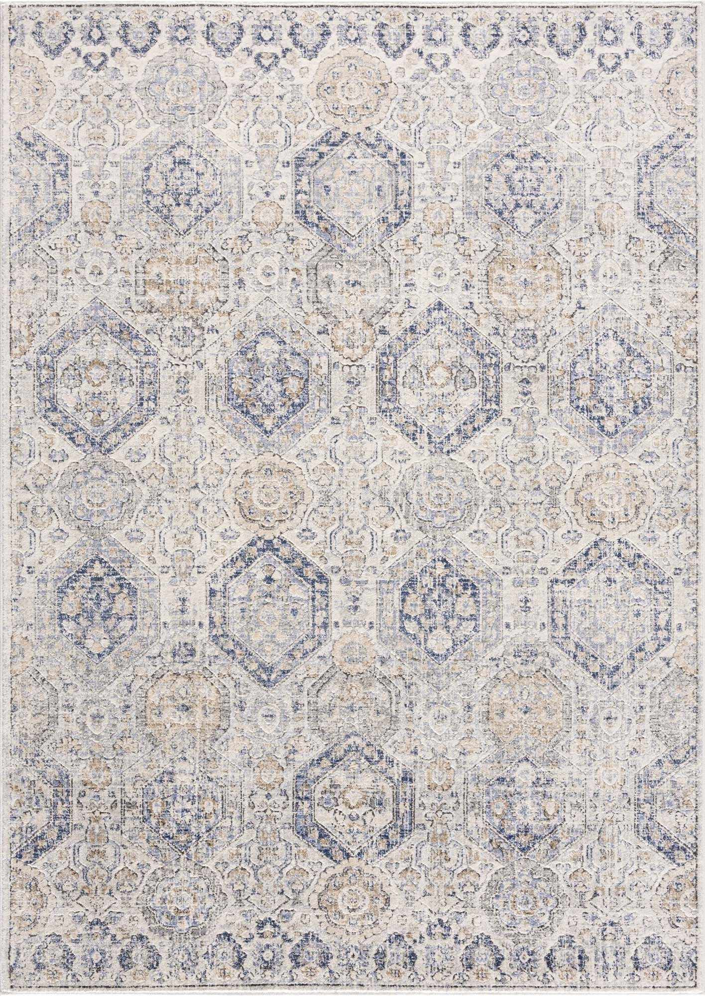 Parkerfield Cream & Blue Area Rug - Traditional Style Rugs - Quahog Bay Bedding